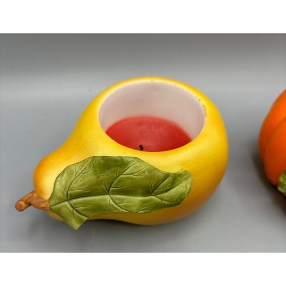 Partylite 5 Pc Ceramic Harvest Medley Candle Holders Grapes Apple Pumpkin Pear - Picture 6 of 10